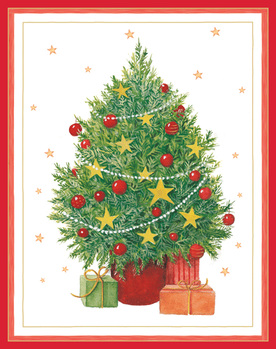 Little Decorated Tree - Caspari Boxed Christmas Cards