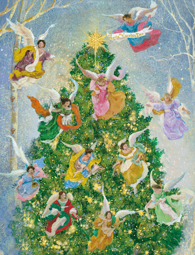 Angel Christmas Tree - Caspari Boxed Christmas Cards