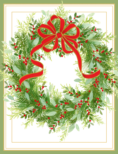 Greenery Wreath Caspari Boxed Christmas Cards