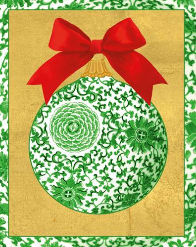 Green Ceramic Ornament Caspari Boxed Cards