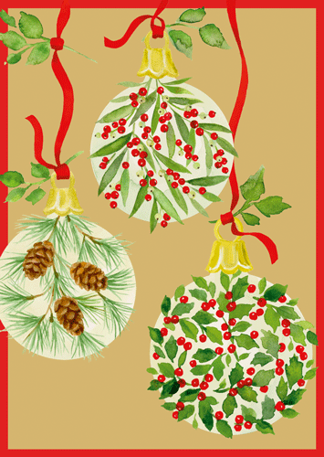 Botanical Ornaments Christmas card - Caspari Boxed Cards