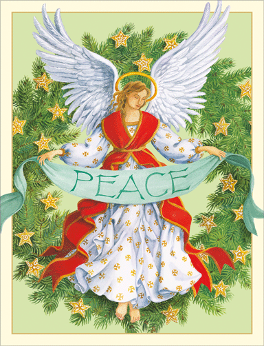 Angel Peace Wreath Christmas Cards - Caspari Cards Box Set
