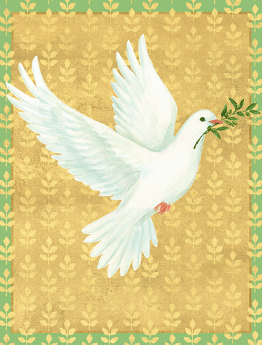 Golden Peace Dove Christmas Card - Caspari Cards Box Set