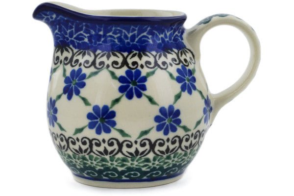 7 oz Blue Daisies Creamer - Polish Pottery - Ceramika Artystyczna