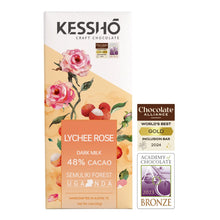 Load image into Gallery viewer, Lychee Rose 48% Dark Milk Chocolate Bar– Single Origin - Kesshō
