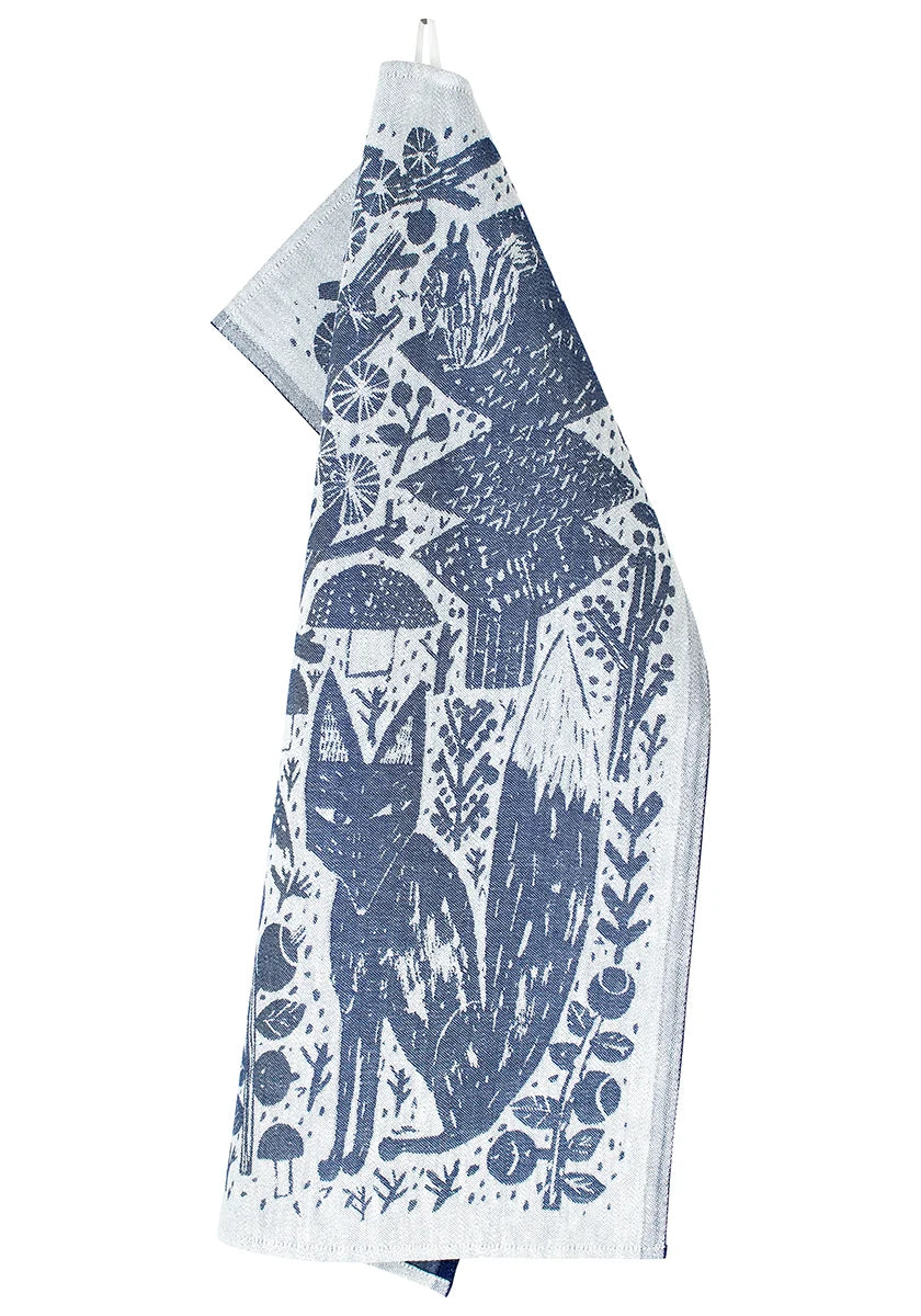 Lapuan Kankurit Metsikko Tea Towel, White Blueberry