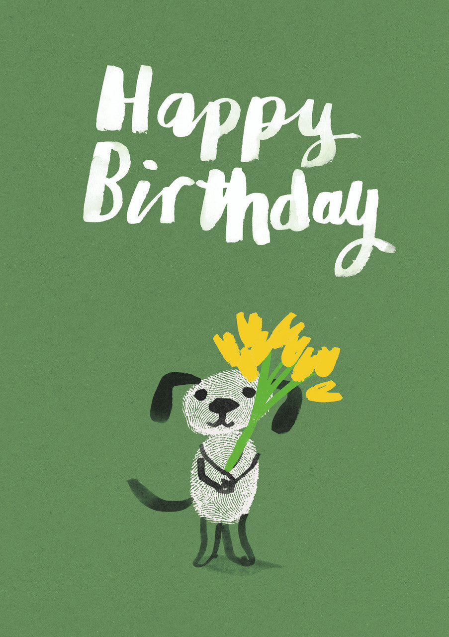 Happy Birthday Dog with Flowers