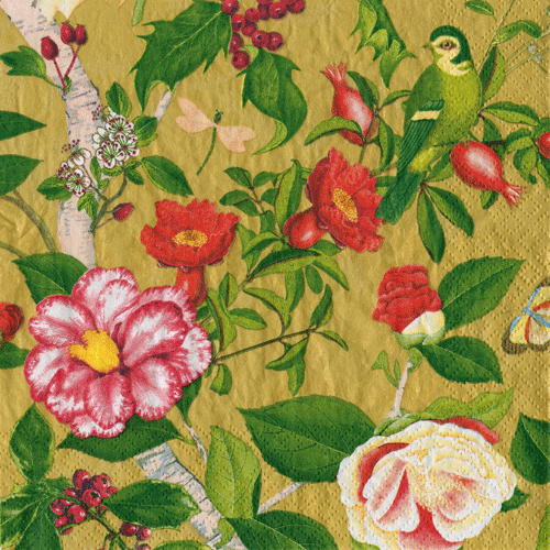 Christmas Chinoiserie Gold Cocktail Napkin
