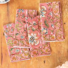 Load image into Gallery viewer, April Cornell – Blossom Block Print Napkin, Peach - Set of 4
