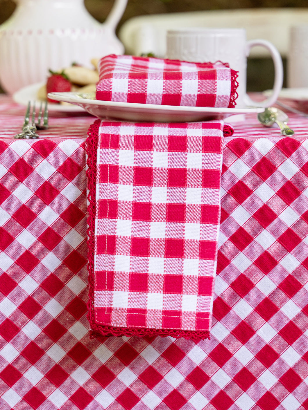 April Cornell - Picnic Check Napkins - Red, Set of 4