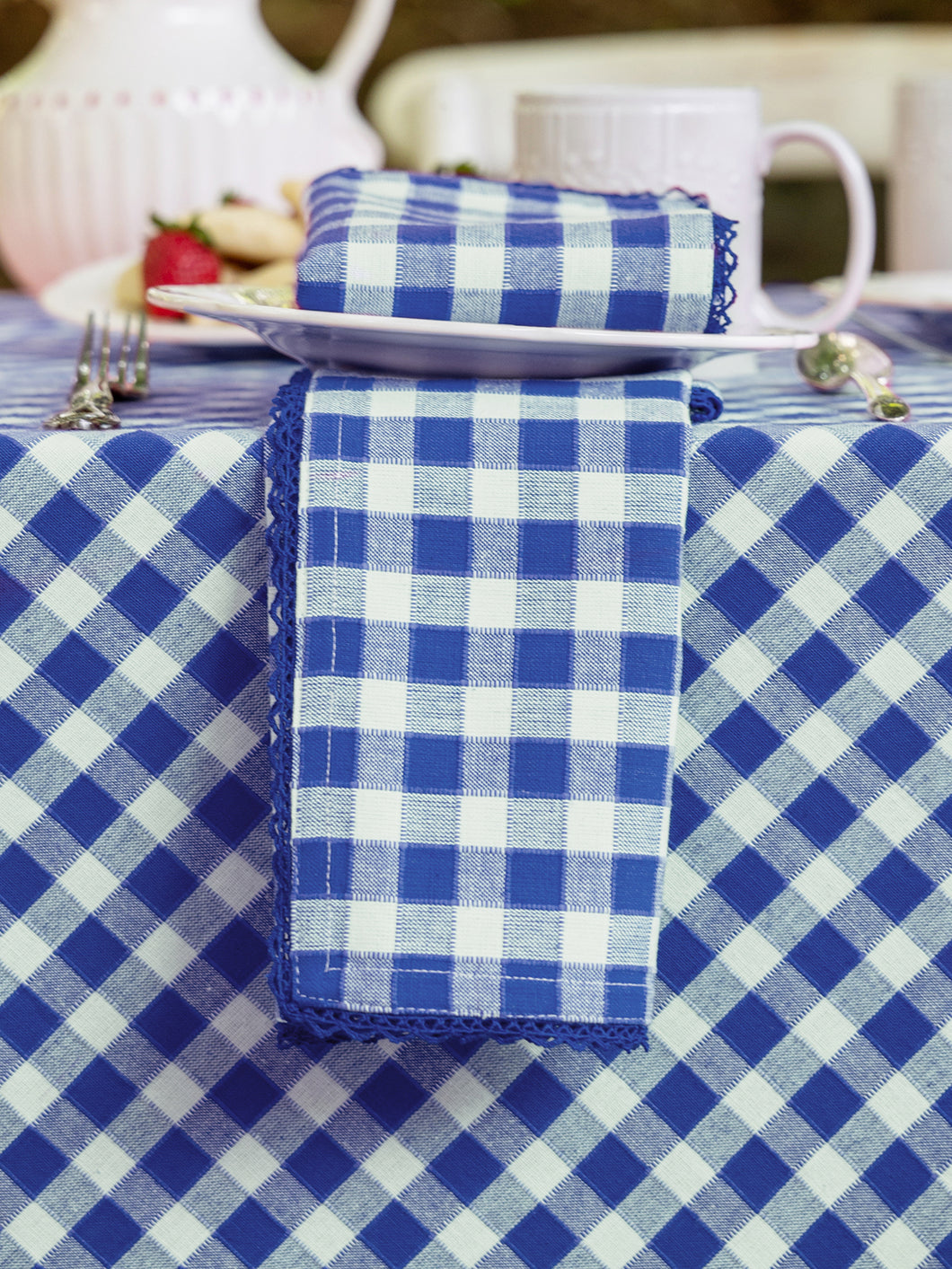 April Cornell - Sailor Check Napkins - Blue, Set of 4