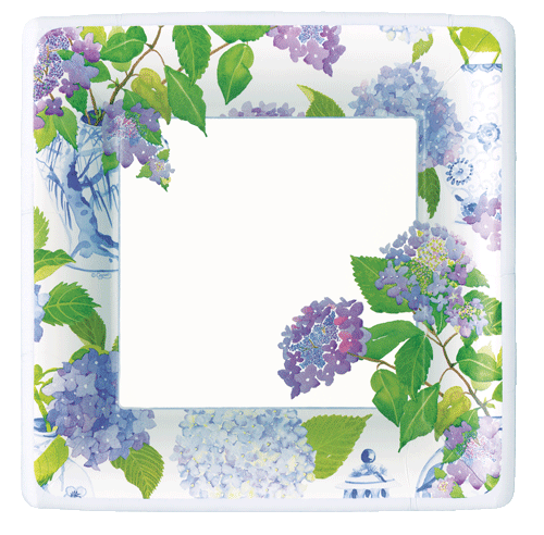 Hydrangeas and Porcelain Square Caspari Salad/Dessert Plates