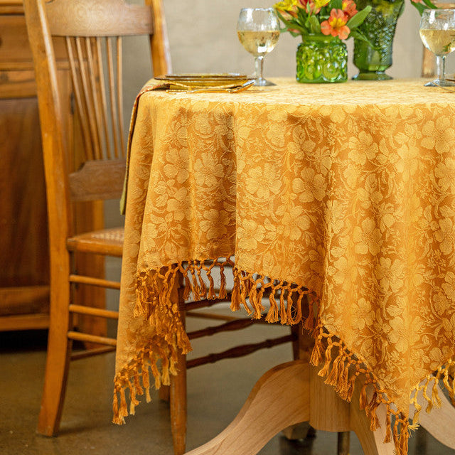 April Cornell - Peony Jacquard Tablecloth - Gold