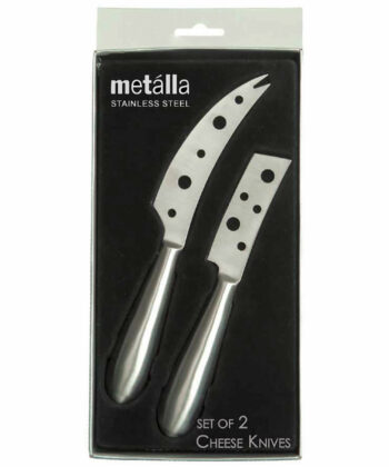 Set of 2 Stainless Steel Open Blade Cheese Knives