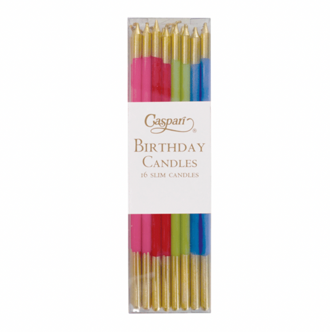 6-Inch Birthday Slims Candles -Mixed Bright Colors