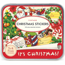Load image into Gallery viewer, Vintage Christmas Cavallini Tin of Stickers
