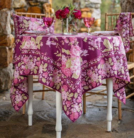 Occasion Tablecloth Plum, 100% Cotton, Size 54x54 | April Cornell | Square Tablecloths for Tablescaping