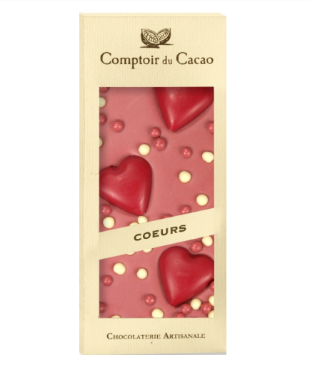 Comptoir du Cacao – Ruby Chocolate Bar With Hearts