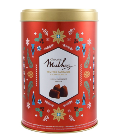 Mathez - Cocoa-Powdered Truffles in Red Christmas Tin