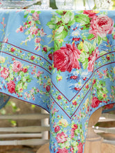 Load image into Gallery viewer, April Cornell – Cottage Rose Tablecloth, Sky Blue
