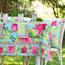 Load image into Gallery viewer, April Cornell – Austen Rose Tablecloth - Turquoise
