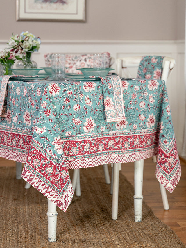 April Cornell – Breeze Block Print Tablecloth, Aqua