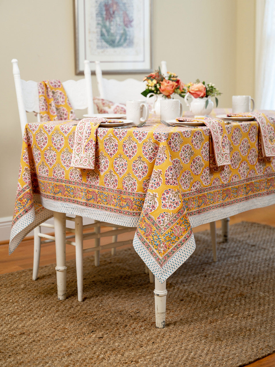 April Cornell – Hazel Block Print Tablecloth, Gold