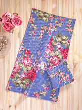 Load image into Gallery viewer, April Cornell - Wedgewood Blue Cottage Rose Waffle Weave Tea Towel
