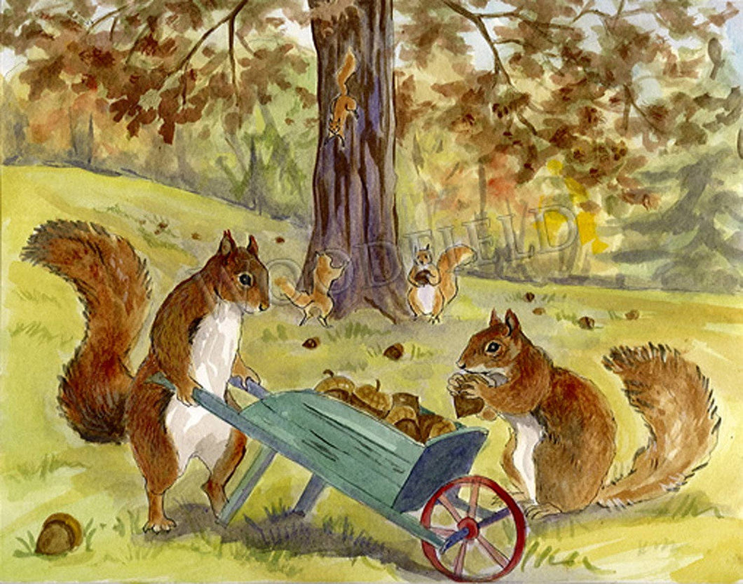 Nut Gathering Notecard