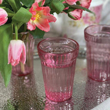 Load image into Gallery viewer, Pink Stackable Faceted Drinking Glass - Sold individually
