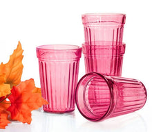 Load image into Gallery viewer, Pink Stackable Faceted Drinking Glass - Sold individually
