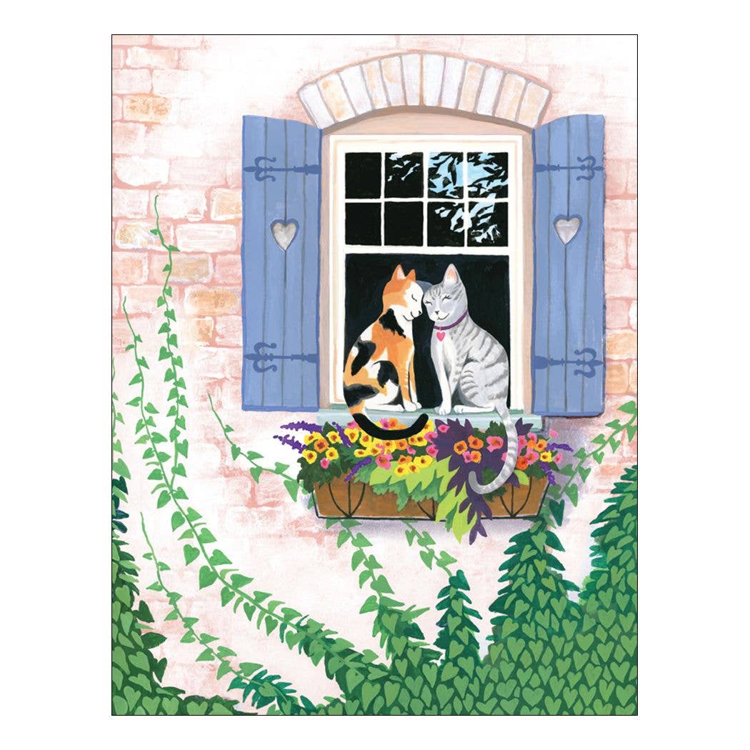 Cats in Window Valentine Card