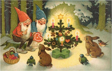 Load image into Gallery viewer, Postcard Elves at Christmas Tree
