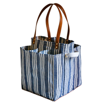 Load image into Gallery viewer, Blue Striped Canvas Tote Bag
