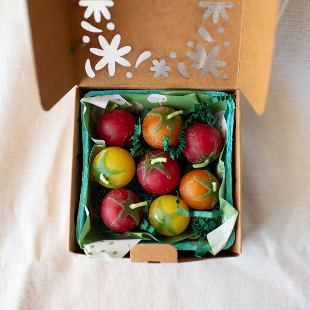 Cherry Tomato Beeswax Birthday Candles 8-count