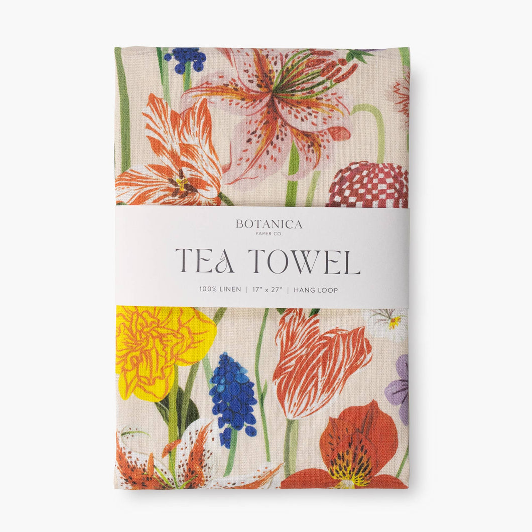 Spring Linen Tea Towel - Botanica Paper Co.