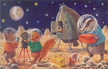 Load image into Gallery viewer, Postcard Woodland Creatures on the Moon
