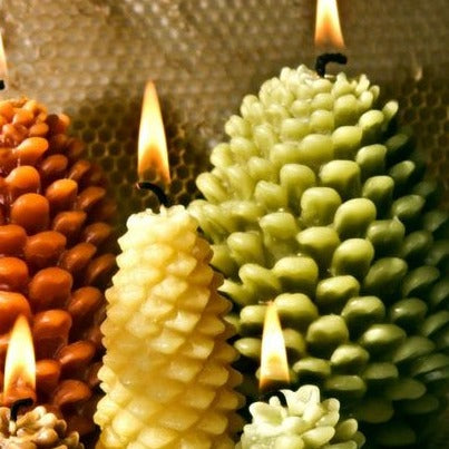 100% Pure Beeswax Pinecone Candle - Olive - The Bee Man Candle Company