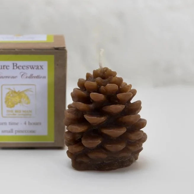 4 Pure Beeswax Small Chocolate Pinecones - The Bee Man Candle Company