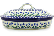 Load image into Gallery viewer, 12&quot; Covered Baker - Polish Pottery - Bleeding Heart Peacock - Ceramika Artystyczna
