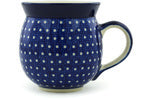 12 oz Bubble Mug White Polka Dot Polish Pottery - Ceramika Artystyczna