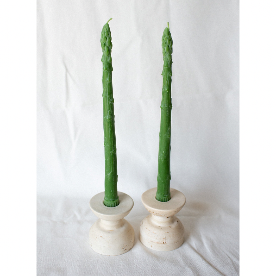 Beeswax Asparagus Candle Taper Pair (2)