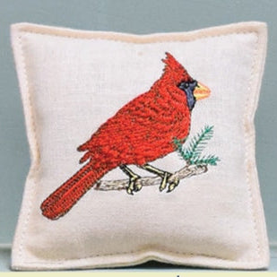 Cardinal Pillow, Embroidered