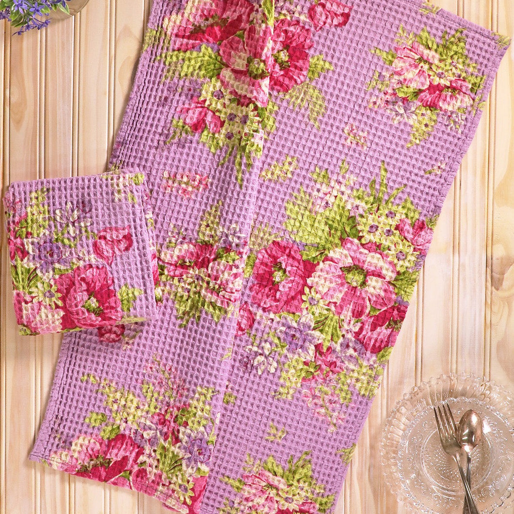 April Cornell -Charming Purple Waffle Weave Tea Towel