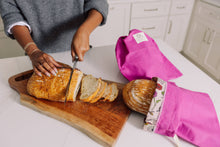 Load image into Gallery viewer, Bees Wrap Reusable Beeswax Lined Artisan Bread Bag - Magenta
