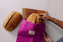 Load image into Gallery viewer, Bees Wrap Reusable Beeswax Lined Artisan Bread Bag - Magenta

