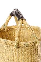 Load image into Gallery viewer, Natural Baby Ghanaian Bolga Basket with Black Leather Handle
