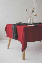 Load image into Gallery viewer, Handmade Linen Tablecloth - Dark Cherry Red
