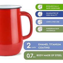 Load image into Gallery viewer, Red Vintage Enamel Jug Pitcher
