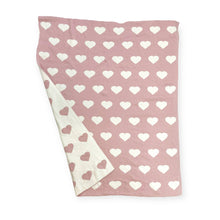 Load image into Gallery viewer, Hearts Reversible Knit Baby Blanket - Organic Cotton
